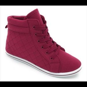 Burgundy Quilted Lure Hi-Top Sneaker - Women